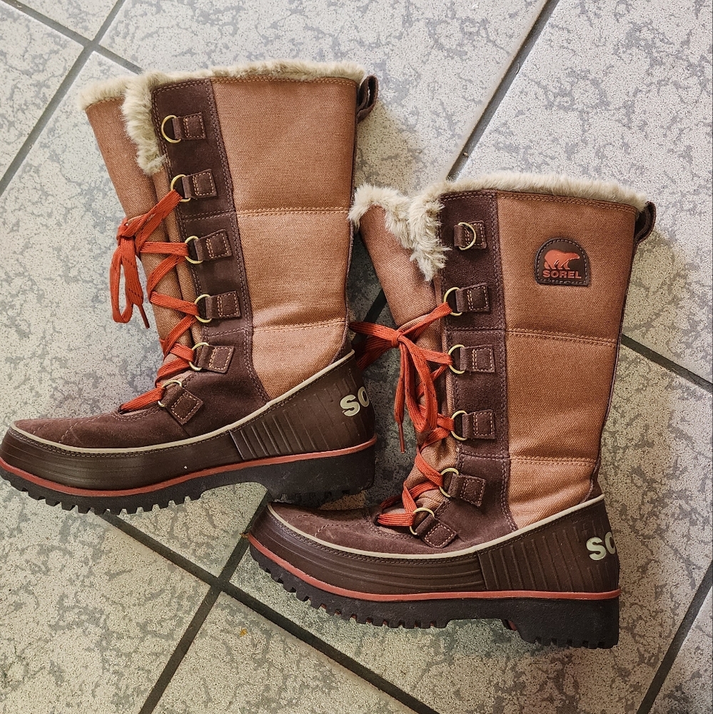 Sore tivoli high 2 snow brown fur winter boots rust size 7